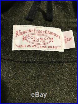 Mens CC Filson Forest Green 100% Mackinaw Virgin Wool Button Western Vest XL