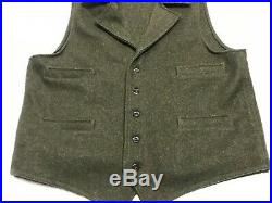 Mens CC Filson Forest Green 100% Mackinaw Virgin Wool Button Western Vest XL