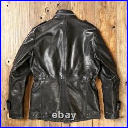 Mens Cowhide Retro M65 Military 80s Jacket Tanned Cow Leather Army Coat