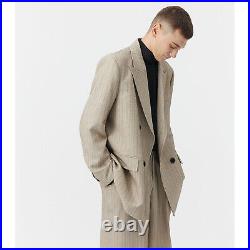 Mens Double Breasted Blazers Coat Loose Oversize Jacket Striped British Retro XL