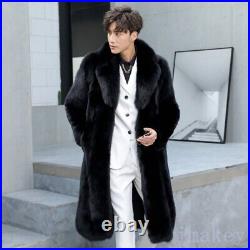 Mens Faux Fox Fur Winter Coat Jacket Lapel Collar Long Parka Outwear Thicken 6XL