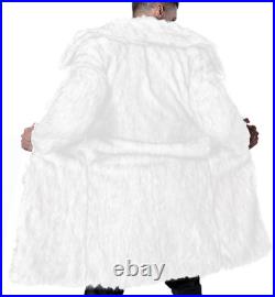 Mens Faux Fur Mid Long Trench Coat Lapel Collar Overcoat Jackets Outwears Winter