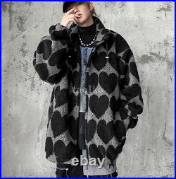 Mens Faux Lamb Fur Trench Coat Jacket Loose Fit Stand Collar Padded Oversize Zip