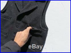 Mens Filson Charcoal Gray 100% Mackinaw Wool Button Western Vest Medium MINT
