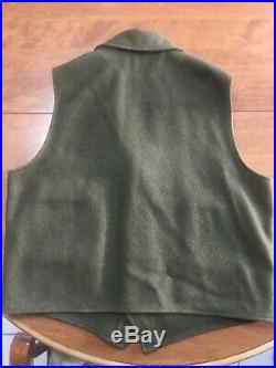 Mens Filson Forest Green 100% Mackinaw Wool Button Western Vest Size XXL