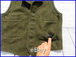Mens Filson Forest Green 100% Mackinaw Wool Button Western Vest Small $195
