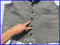 Mens Filson Light Gray 100% Mackinaw Wool Button Western Vest XL $195