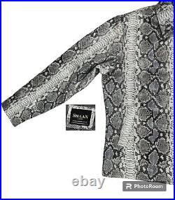 Mens Gothic Gray Exotic Snake Python Texture Leather Jacket Fashion Stylish Coat