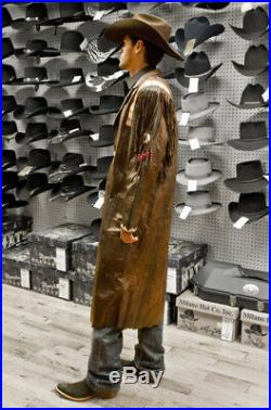 Mens Long Brown Traditional Western Coat Jacket Native American Style All Sizes