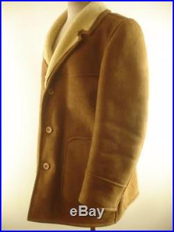 Mens M L 42 Sheepskin Shearling Fur jacket coat western tan Marlboro Man Style