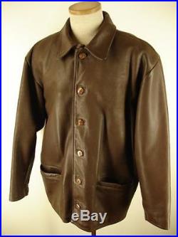 Mens M L buffalo chips leather SOHO brown leather western jacket coat USA made