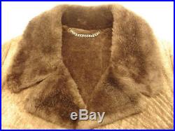 Mens M Sheepskin Shearling Fur jacket coat western brown Marlboro Man Style Vtg