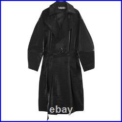 Mens Mid Long Trench Coat Loose Fit Jacket Lapel Collar Double Breasted Overcoat