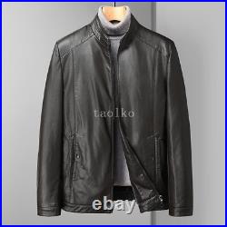Mens Motorcycle Short Jacket Faux Leather Coat Spring Stand Collar Zipper Casual