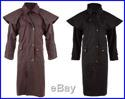 Mens Oil Cloth Oilskin Western Australian Drover Waterproof Duster Coat Jacket