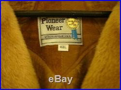 Mens Pioneer Wear Vntg Tan Plaid Fleece Lined Wool Blend Coat Jacket SZ 42L New