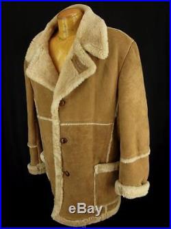 Mens Real Thick Soft Shearling Sheepskin Leather Wool Western Fur Coat Jacket XL