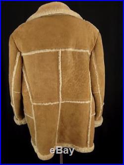 Mens Real Thick Soft Shearling Sheepskin Leather Wool Western Fur Coat Jacket XL