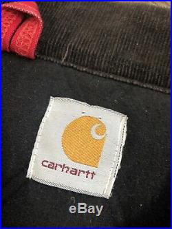 Mens Red L Carhartt Canvas Duck Western Wear Jacket Rare Vintage Coat Model J61