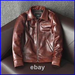 Mens Retro American Western Style Real Leather Short Coat Motorcycle Jackets Zip