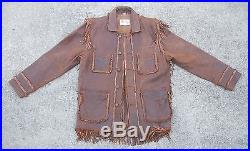 Mens Scully Fringed Leather Western Jacket Coat Size 40
