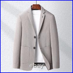 Mens Short Jacket Wool Blend 2 Button Blazer Coat Business Lapel Collar Slim Fit