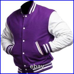 Mens Varsity Jackets College Baseball Bomber High School Purple Letterman Jacket Mens Varsity Jackets College Baseball Bomber High School Purple Letterman Jacket