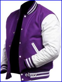 Mens Varsity Jackets College Baseball Bomber High School Purple Letterman Jacket Mens Varsity Jackets College Baseball Bomber High School Purple Letterman Jacket