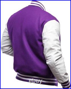 Mens Varsity Jackets College Baseball Bomber High School Purple Letterman Jacket Mens Varsity Jackets College Baseball Bomber High School Purple Letterman Jacket