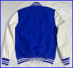Mens Varsity Letterman Wool Jacket Faux Leather Bomber Baseball Coat
