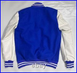 Mens Varsity Letterman Wool Jacket Faux Leather Bomber Baseball Coat