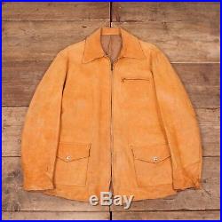 Mens Vintage 1950s Tan Leather Jacket Talon Zip Large 42 R6893