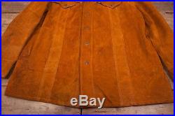 Mens Vintage 1970s Lee Brown Suede Leather Western Jacket Large 46 R6409