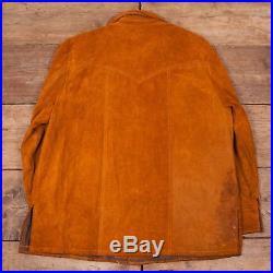 Mens Vintage 1970s Lee Brown Suede Leather Western Jacket Large 46 R6409