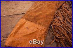 Mens Vintage 1970s Schott Suede Leather Tassled Jacket Western Size L 46 R2851
