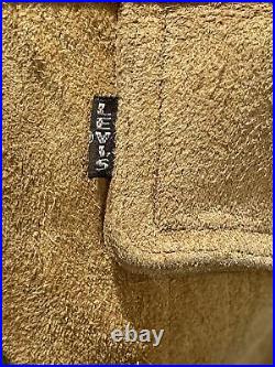 Mens Vintage Levis Big E Brown Slimtab Leather Ranch Western Jacket Coat Small