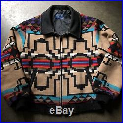 Mens Vintage Pendleton Western Wear Tribal Aztec Blanket Print Heavy Jacket Sz M