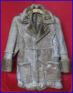 Mens Vintage Shearling Coat Sz 44 Slim Marlboro Sheepskin Ranch Western sz L EXC