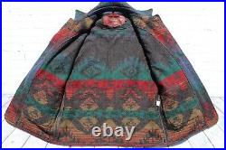 Mens WOOLRICH Aztec Western Indian Button Wool Barn Coat Jacket Large USA Made