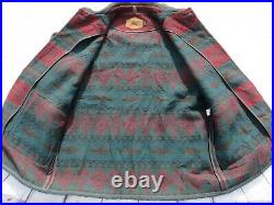 Mens WOOLRICH Striped Aztec Indian Western Blanket Wool Coat Jacket USA Large