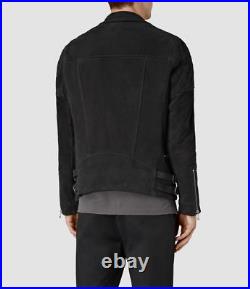 Mens Western Jackets Dark Black Suede Leather Wear Cowboy Native American Coats