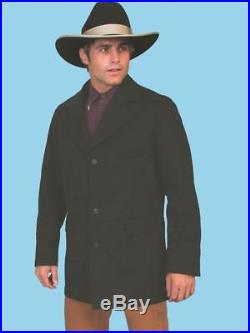 Mens Western Old West Cowboy Lee Van Cleef Black Coat Jacket Scully Wahmaker Nwt