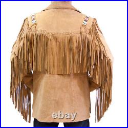 Mens Western Wear Unique Jacket Suede Cowboy Fringe Native American Coat Jacket