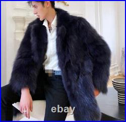 Mens Winter Coat Jacket Motor Fur Liner Outwear Thick Oversize Rabbit Fur Party