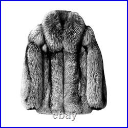 Mens Winter Faux Fox Fur Coat Jacket Casual Warm Fur Coat Occident Long Sleeve