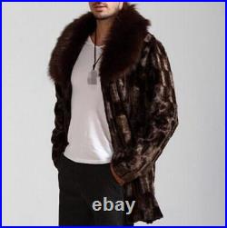 Mens Winter Jackets Thicken Overcoat Outwear Warm Faux For Fur Collar Mid Lang