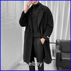 Mens Winter Woolen Long Trench Coat Outwear Formal Jacket Style Overcoat Tops
