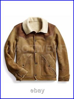 Mens Yellowstone Kevin John Dutton Classic Cowboy Style Suede Leather Jacket