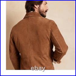 Mens brown suede cowboy jacket, Men brown suede truker jacket, Men Jacket