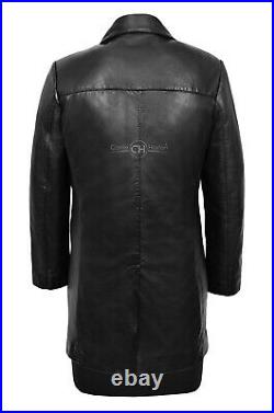 Metropolitan Black Men's Knee Length Real Soft Lambskin Leather Coat Jacket